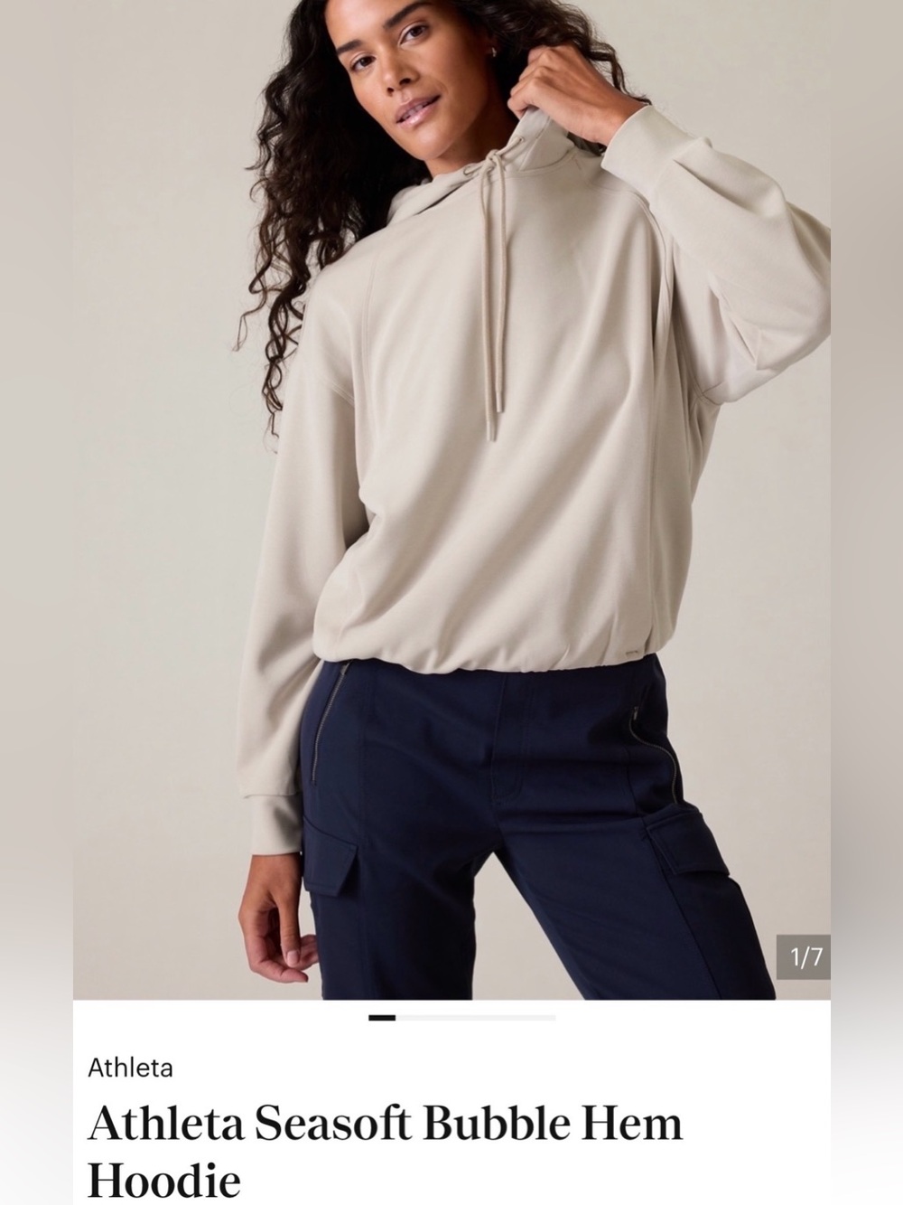 Athleta Cream Pullover Hoodie with Subtle Logo
